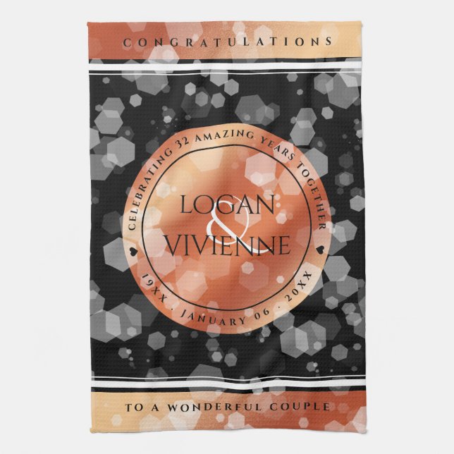 Linge De Cuisine Élégant 8ème 32ème anniversaire de Mariage de bron (Vertical)