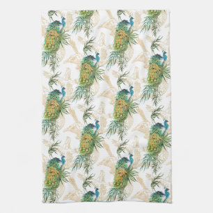 Linge De Cuisine Elégant aquarelle moderne Peacock motif floral