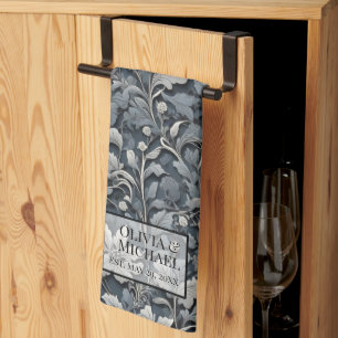 Linge De Cuisine Élégant blanc argenté gris-gris