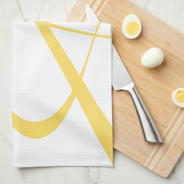 Linge De Cuisine Elégant blanc jaune italien moderne (Quart Plié)