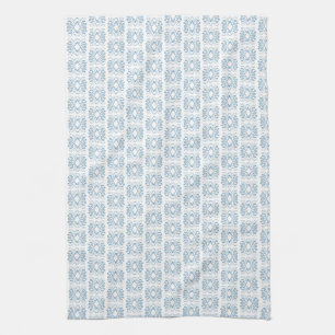 Linge De Cuisine Elégant bleu blanc partout sur Motif