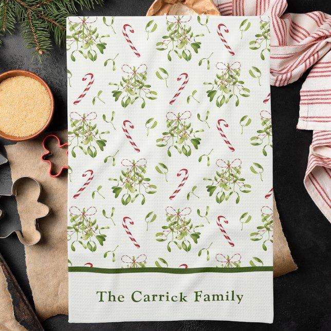 Linge De Cuisine Élégant Botanique de Noël rouge et vert (Créateur téléchargé)