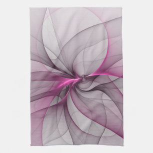 Linge De Cuisine Élégant Chaos Moderne Art Fractal Abstrait Rose
