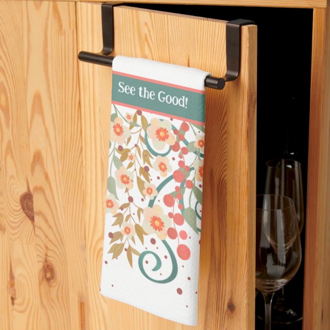 Linge De Cuisine Élégant Chic Joli Floral Personnalisé Citation Élé (Créateur téléchargé)