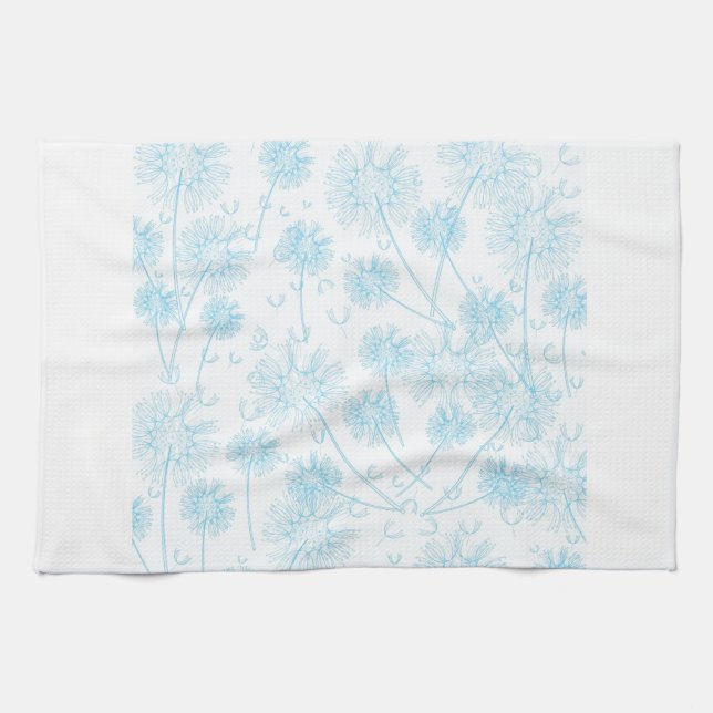 Linge De Cuisine Élégant Dandelion bleu doux (Horizontal)