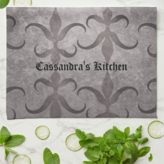 Linge De Cuisine Elégant design gothique gris personnalisé