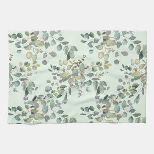 Linge De Cuisine Elégant Eucalyptus Botanique Aquarelle Verdure