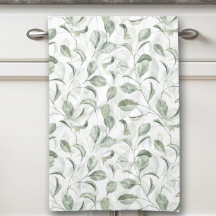 Linge De Cuisine Élégant Feuille d'aquarelle Motif Sage