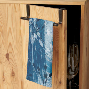 Linge De Cuisine Élégant Fleur Sauvage Botanique Bleu & Blanc