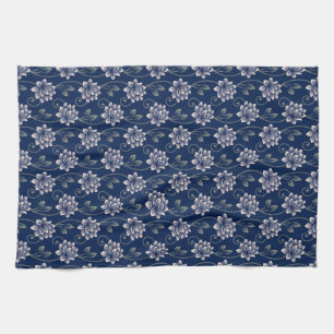 Linge De Cuisine Élégant floral bleu