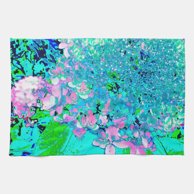 Linge De Cuisine Élégant Limelight rose et bleu Hydrangea (Horizontal)