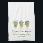 Linge De Cuisine Élégant Maison Sweet Home Famille Monogramme | Lav<br><div class="desc">Élégant Home Sweet Home et Monogramme familial | Lavande. Il s'agit d'un modèle pour vous d'ajouter les détails de votre famille.</div>