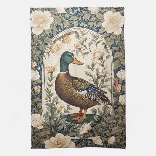 Linge De Cuisine Elegant Mallard Duck William Morris Inspired  (Vertical)