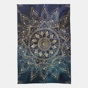 Linge De Cuisine Elégant Mandala Gold Blue Galaxy