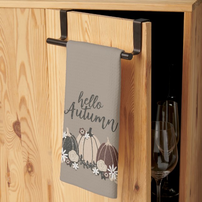 Linge De Cuisine Elégant Mignonne Rétro Automne Noir Citrouille-Fle (Pliage en tiers)