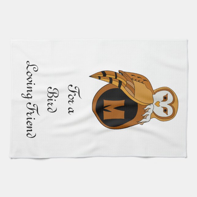 Linge De Cuisine Élégant monogramme de Chouette à la Grange Britann (Horizontal)