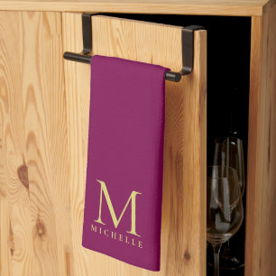 Linge De Cuisine Élégant Monogramme de Vin Personnalisé de Couleur 