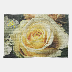 Linge De Cuisine Élégant Monogramme Floral