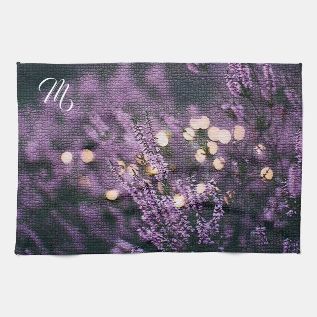 Linge De Cuisine Élégant Monogramme Floral (Horizontal)