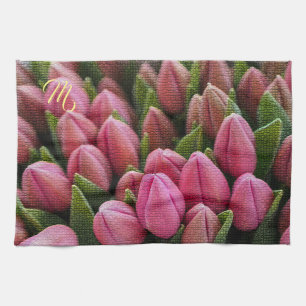 Linge De Cuisine Élégant Monogramme Floral
