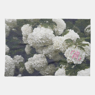 Linge De Cuisine Élégant Monogramme Floral