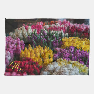 Linge De Cuisine Élégant Monogramme Floral