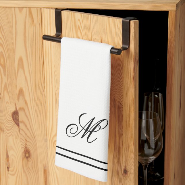 Linge De Cuisine Élégant Monogramme initial (Pliage en tiers)