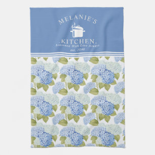 Linge De Cuisine Élégant Motif de fleurs d'hydragea bleu