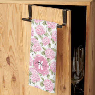 Linge De Cuisine Élégant Motif de fleurs d'hydragea rose