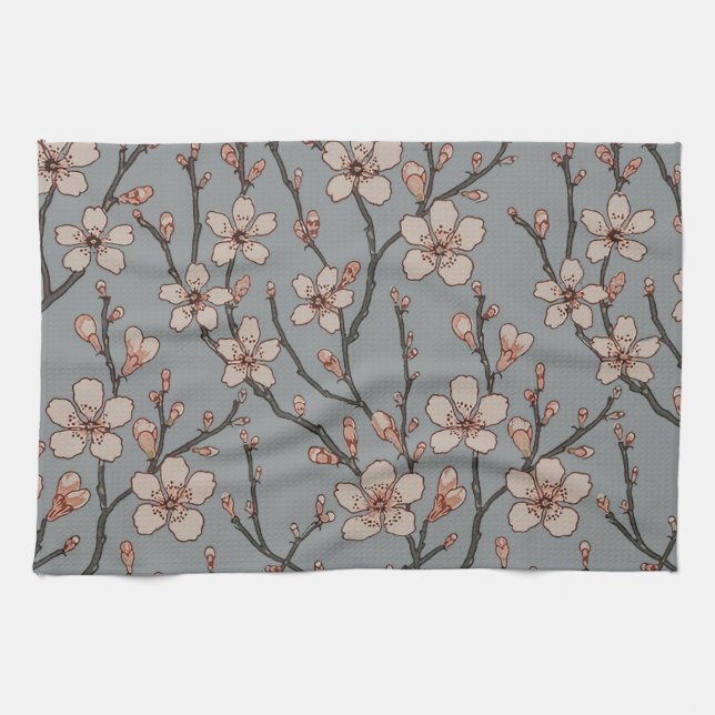 Linge De Cuisine Élégant Motif Fleur rose Douce Fleur Fleur de Ceri (Horizontal)