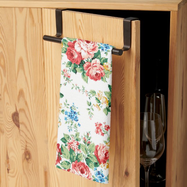 Linge De Cuisine Elégant motif floral avec élément de design Rose (Pliage en tiers)