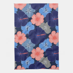 Linge De Cuisine Élégant motif floral d'hibiscus bleu (11)