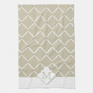 Linge De Cuisine Élégant Motif Quatrefoil - Latte White