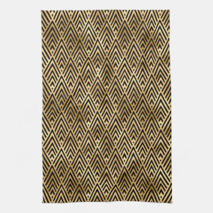 Linge De Cuisine Elégant Noir et Or 1920 Art Déco Vintage