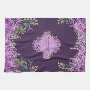 Linge De Cuisine Élégant Personnalisé Purple et Eggplant Floral