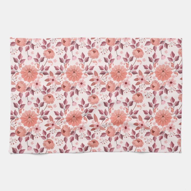 Linge De Cuisine Elegant Pink Vintage Rose Flowers  (Horizontal)