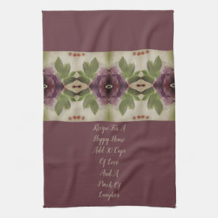 Linge De Cuisine Élégant Plum Floral Accenté