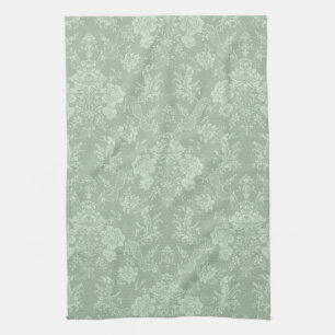 Linge De Cuisine Élégant romantique chic floral vert Damask-Sage