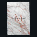 Linge De Cuisine Élégant Rose Marbre blanc en cuivre or Monogramme<br><div class="desc">Elegant Chic Rose Gold et Marbre blanc Monogram décoration design prêt à personnaliser avec votre monogramme.</div>