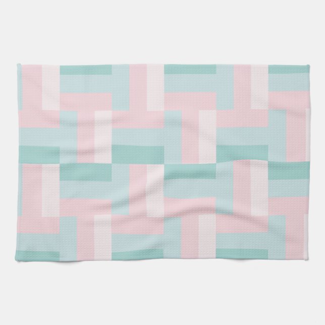 Linge De Cuisine Elégant rose rose bleu vert pastel tendance (Horizontal)