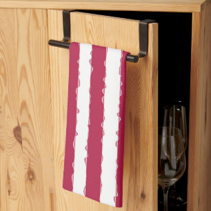 Linge De Cuisine Élégant, Rouge Mignonne, Ruban Blanc Décoré