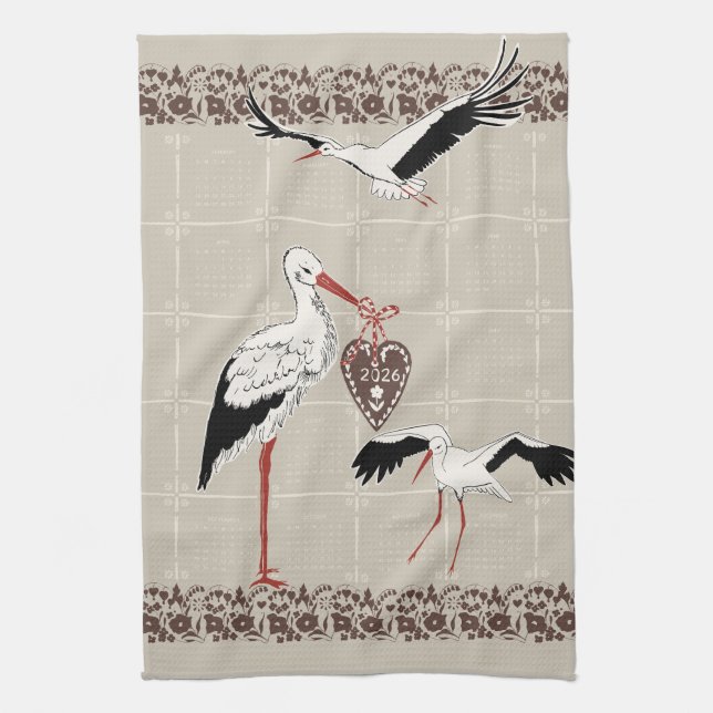 Linge De Cuisine Élégant Sable Beige & Chocolat Calendrier 2026 du  (Vertical)