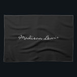 Linge De Cuisine Élégant Script Plaque Noir Nom Calligraphie<br><div class="desc">Ce produit était très bon et j'adore comme il est facile pour la conception de personnaliser. Le design était très simple,  donc je suis très heureux quand je crée.</div>