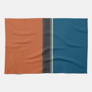 Linge De Cuisine Elégant Silver Grey Marine Orange Red Blue Stripes