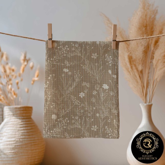 Linge De Cuisine Elegant Taupe Brown Botanicals Kitchen Towel (Créateur téléchargé)