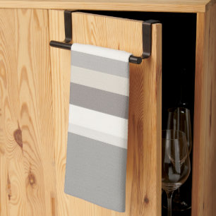 Linge De Cuisine Élégant taupe crème et gris rayé de style ferme