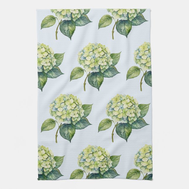Linge De Cuisine Élégant Tendance Aquarelle Hydrangea Floral  (Vertical)