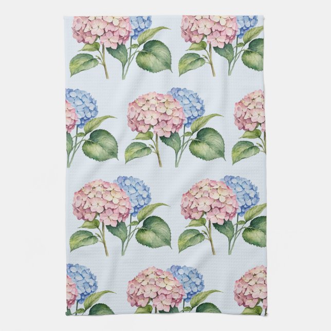 Linge De Cuisine Élégant Tendance Aquarelle Hydrangea Floral  (Vertical)