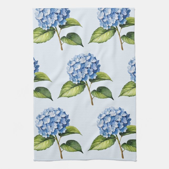 Linge De Cuisine Élégant Tendance Aquarelle Hydrangea Floral  (Vertical)