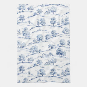 Linge De Cuisine Élégant Toile Bleu Scènes Pastorales Françaises Vi